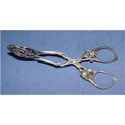 19c Continental 800 Silver Rose Egg Tongs #2127884