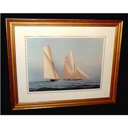 Yacht Schooner Race Lithograph US UK Litho #2127895