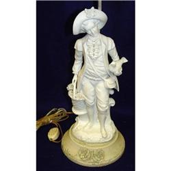 Bisque Man Roses Dove Figural Lamp Sculpture #2127897