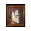 Image 1 : Primitive Mother Daughter Oil Painting Oak #2127913