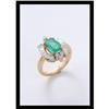 Image 1 : 18ct YELLOW GOLD RING WITH DIAMOND AND EMERALD.#2137509