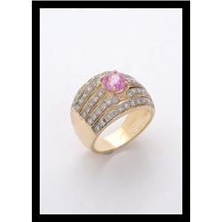 DIAMOND AND PINK SAPPHIRE RING IN YELLOW GOLD. #2137515