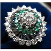 Image 1 : Vintage Diamond/Emerald Cluster Ring #2137535