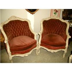 Pair Bergere Chairs Carved French 19th Century #2137569