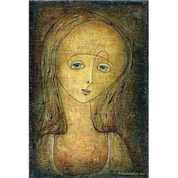 "Timid Girl" by Omar Chkhaidze - Rare painting #2137701