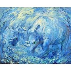 Impressionism oil "Two Rhinoceroses" #2137758