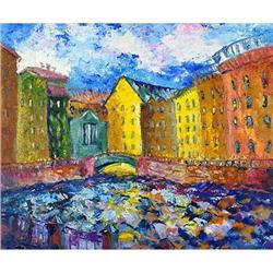 "Quay of the Moika" Impressionism oil #2137769