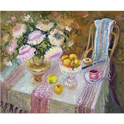 "At the grandmother" Impressionism oil #2137772