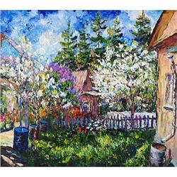 "In Village" Russian impressionism oil #2137781