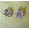 1980~18K Y&W GOLD & PAVE'DIAMOND PETAL EARRINGS#2137918