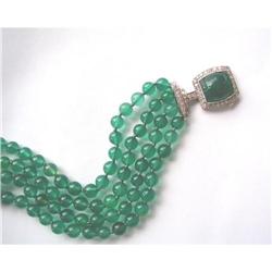 Period 1930's Plat./Diamond/Green Onyx 4-row #2137921