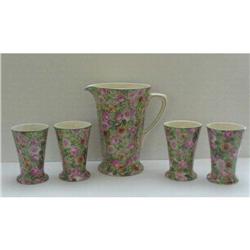 Crown Ducal Pink Chintz Pitcher and Tumblers #2137963