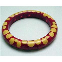 Bakelite Vintage Burgundy Random Dot Bracelet #2137969