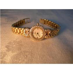 Estate 14K YG Gold Allegro Diamond Ruby Watch #2137992