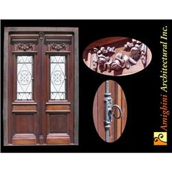 Salvage Double entry door with wrought iron, #2138037