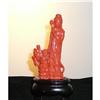 Vintage Kwan Yin w Child Carving Coral Statue  #2138240