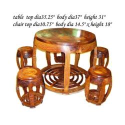 Chinese Huanghuali Round Table Stool Set  #2138244