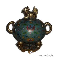 Vintage Cloisonné Fu-Dog Global Shape Incense #2138247