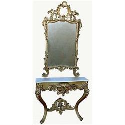 19c Victorian Vanity Mirror Console Pier Table #2138328