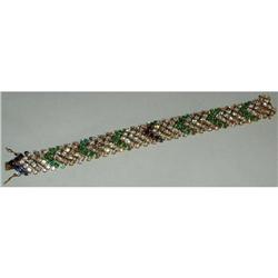 17ct Diamond Emerald Sapphire Bracelet 14k 14kt#2138362