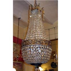 PAIR French Basket bronze crystal chandelier #2138382