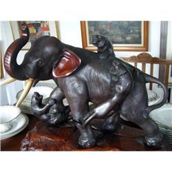 Japanese signed bronze elephant sculpture 19th #2138405