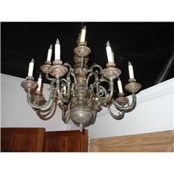 Polychromed Wood and Iron 12 Arm Chandelier #2138453