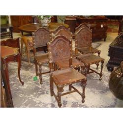 Antique French Leather Embossed Chairs (set of #2138456