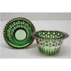 STERLING&GLASS LINERS SALT CELLARS-PAIR  #2151623