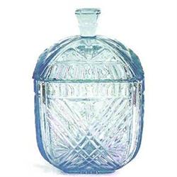 Ice Blue Pressed Glass Art Deco Dresser Jar #2151879