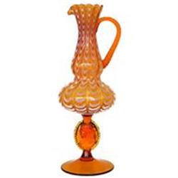 Venetian Large Amber Swirled Glass Cameo Ewer #2151883