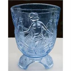 Blue Art Deco Glass Female Figural Vase #2151885