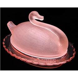 Sowerby Rosalin Swan Satin Glass Butter Dish #2151895