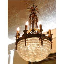 Antique Bronze and Crystal Chandelier Fixture #2151984