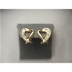 14K Yellow Gold Baguette Diamond Heart Earrings#2152072