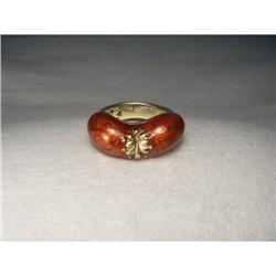 Rare 14K YG Enamel Designer Gold Cigar Ring #2152075