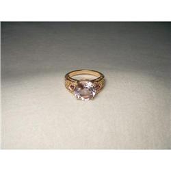 14K Pink Rose Gold Diamond Amethyst Quartz Ring#2152084