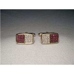 14K YG Diamond Pink Sapphire Mens Cufflinks #2152085