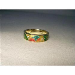 18K YG Hidalgo Enamel Parrot Diamond Ring Band #2152125