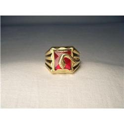 Handsome Estate 18K Gold Ruby Snake Mens Ring #2152134