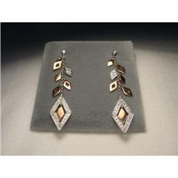 14K White WG Rose Pink Gold Diamond Earrings #2152141