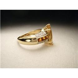 14K YG Yellow Gold Diamond Orange Citrine Ring #2152169