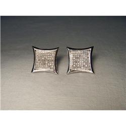 14K WG White Gold Pave Diamond Square Earrings #2152172