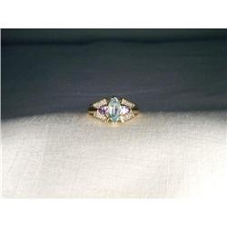 14K YG Gold Aquamarine Tanzanite Diamond Ring #2152200