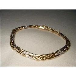 14K 2-Tone Gold Diamond Byzantine Bracelet #2152207