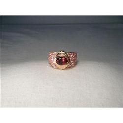 14K Pink Rose Gold Garnet Sapphire Diamond Ring#2152221