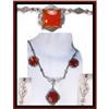 Vintage CARNELIAN etched DROP deco necklace #2152255