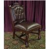 Image 1 : ANTIQUE LEATHER TUFTED WALNUT ACCENT CHAIR #2152351