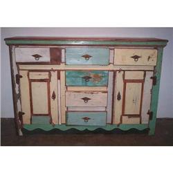 ANTIQUE RUSTIC PRIMITIVE PAINT DRESSER CABINET #2152388