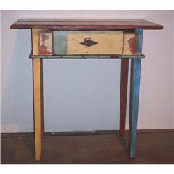 ANTIQUE RUSTIC PRIMITIVE PAINT NIGHTSTAND TABLE#2152404